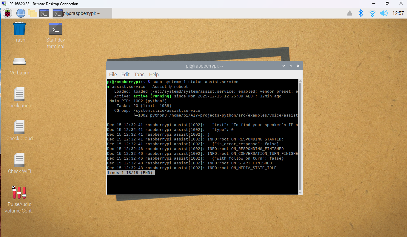 sudo systemctl status assist.service